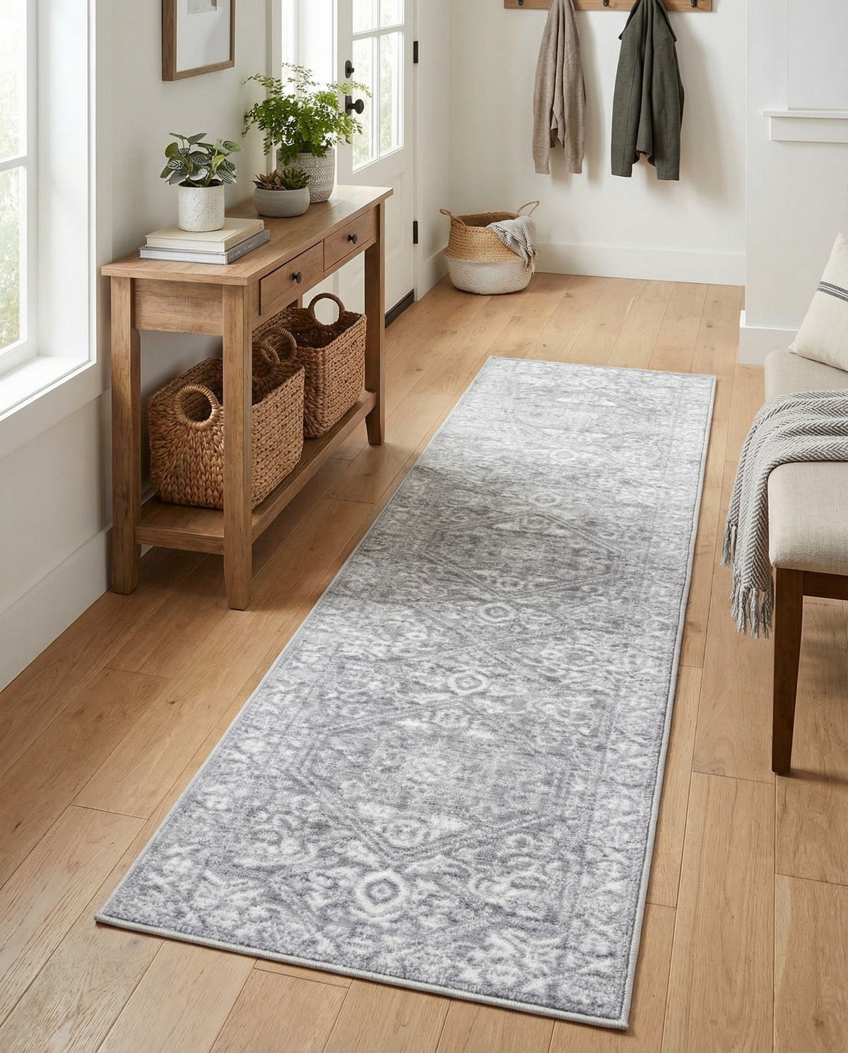 Charleston Elegance Collection Area Rug - Harborview Runner Gray  lifestyle 103