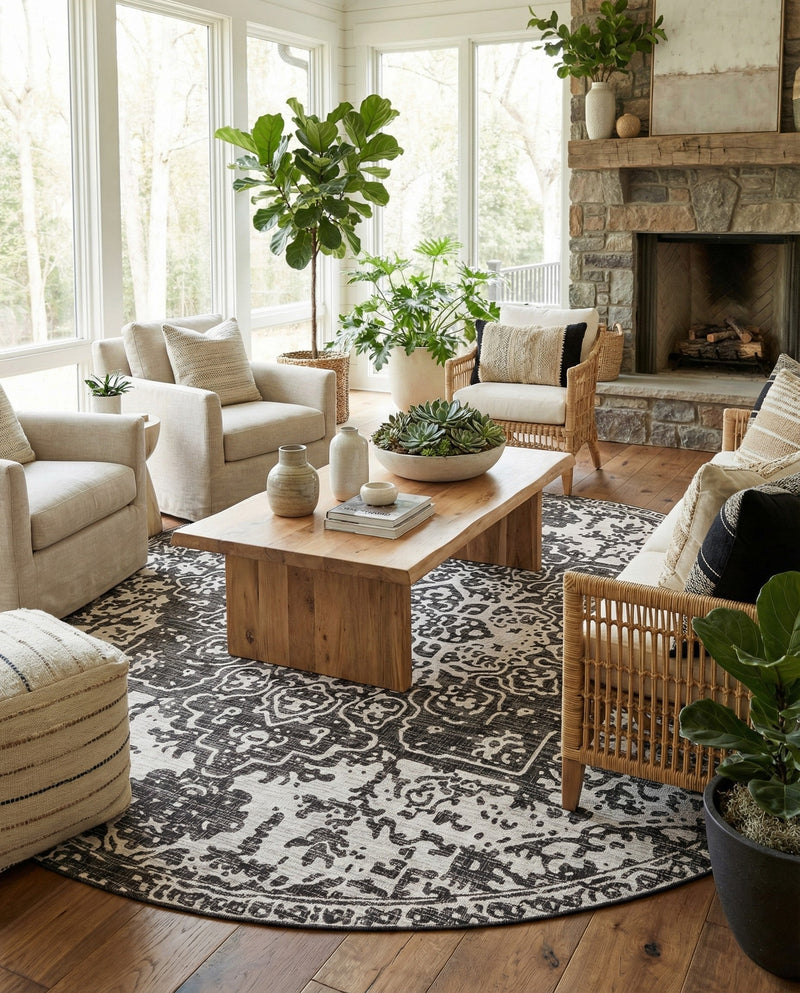 Urban Oasis Rugs Collection Area Rug -  Penthouse (Charcoal Gray) Round Charcoal Gray  lifestyle 27