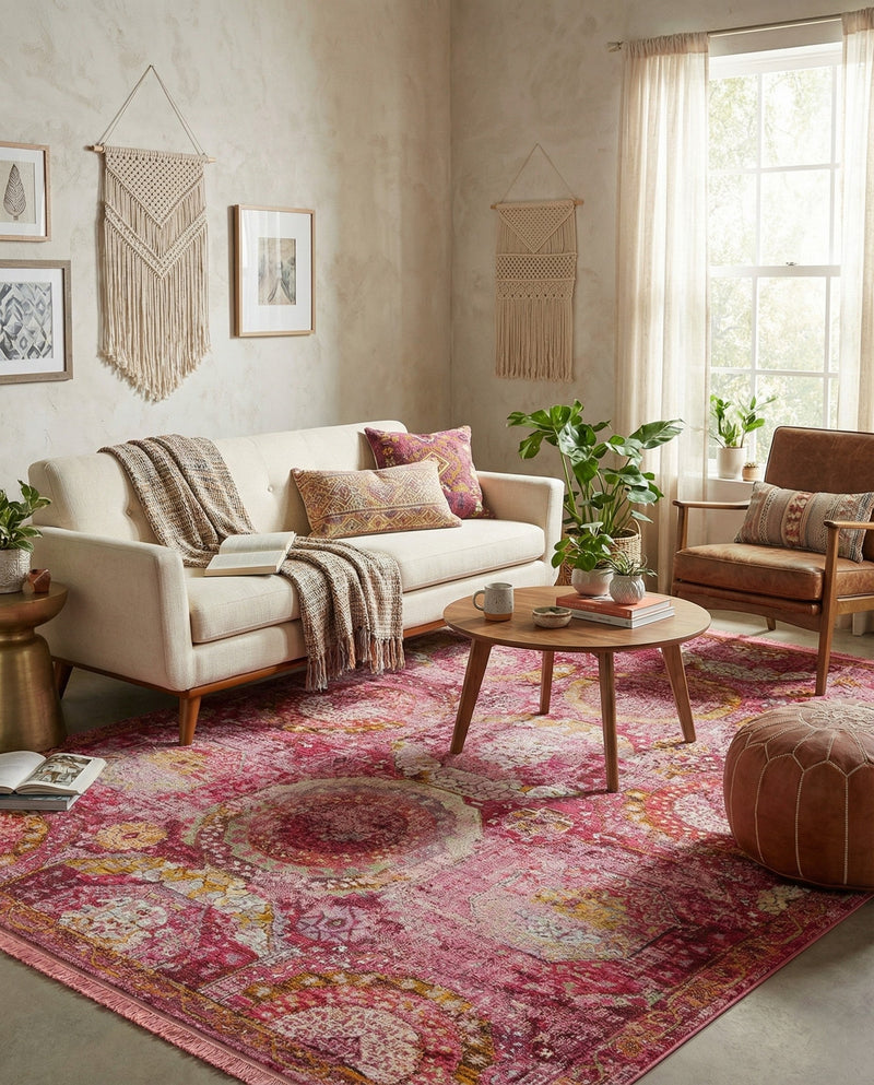 Caribbean Breeze Collection Area Rug -  Lucia Rectangle Pink  lifestyle 37