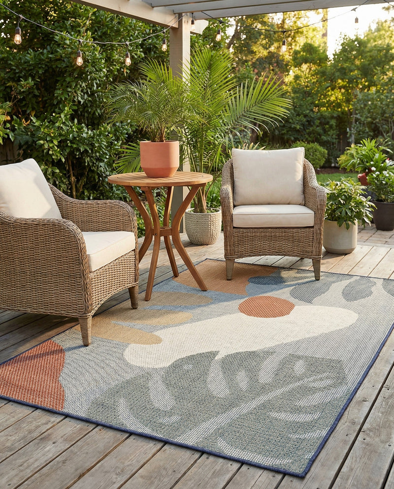 Coastal Terrace Collection Area Rug -  Boardwalk Rectangle Blue  lifestyle 6