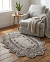 Woven Seaside Jute Collection Area Rug - Coastalhaven (Gray) Oval Gray  lifestyle 22