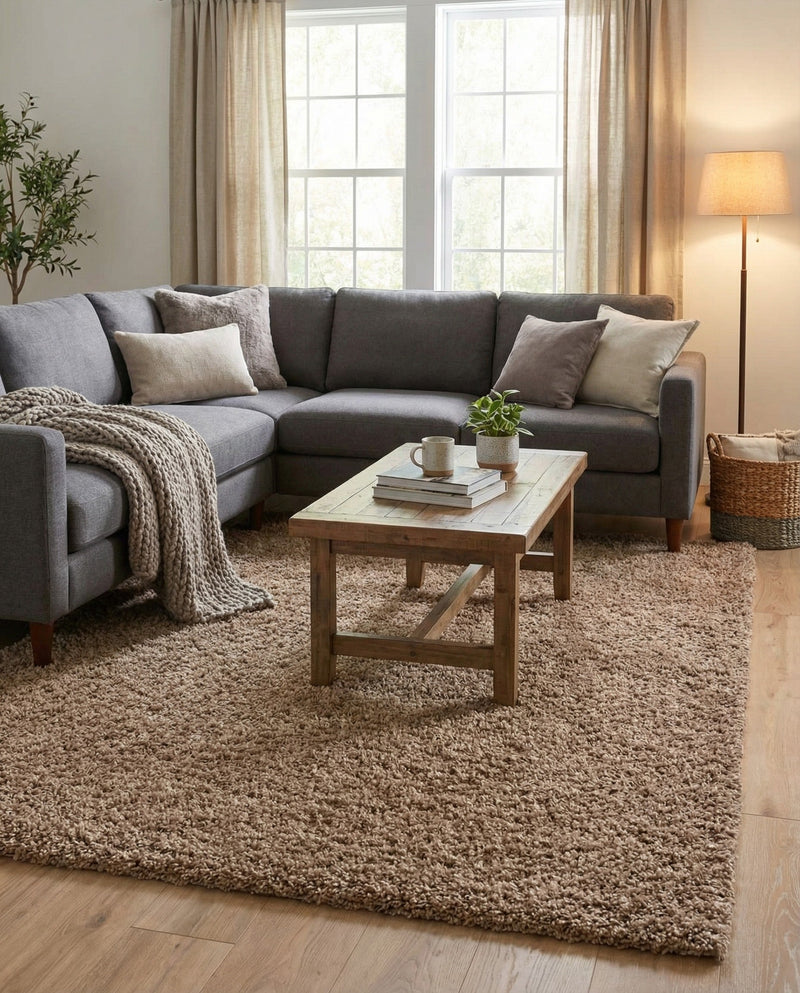 Plush Oasis Collection Area Rug - Serenity (Sandy Brown) Rectangle Sandy Brown  lifestyle 10