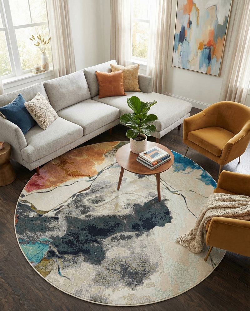 Urban Terrace Collection Area Rug -  Arbor Round Multi  lifestyle 65
