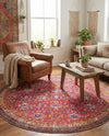 Heritage Elegance Collection Area Rug -  Fontainebleau Round Red  lifestyle 27
