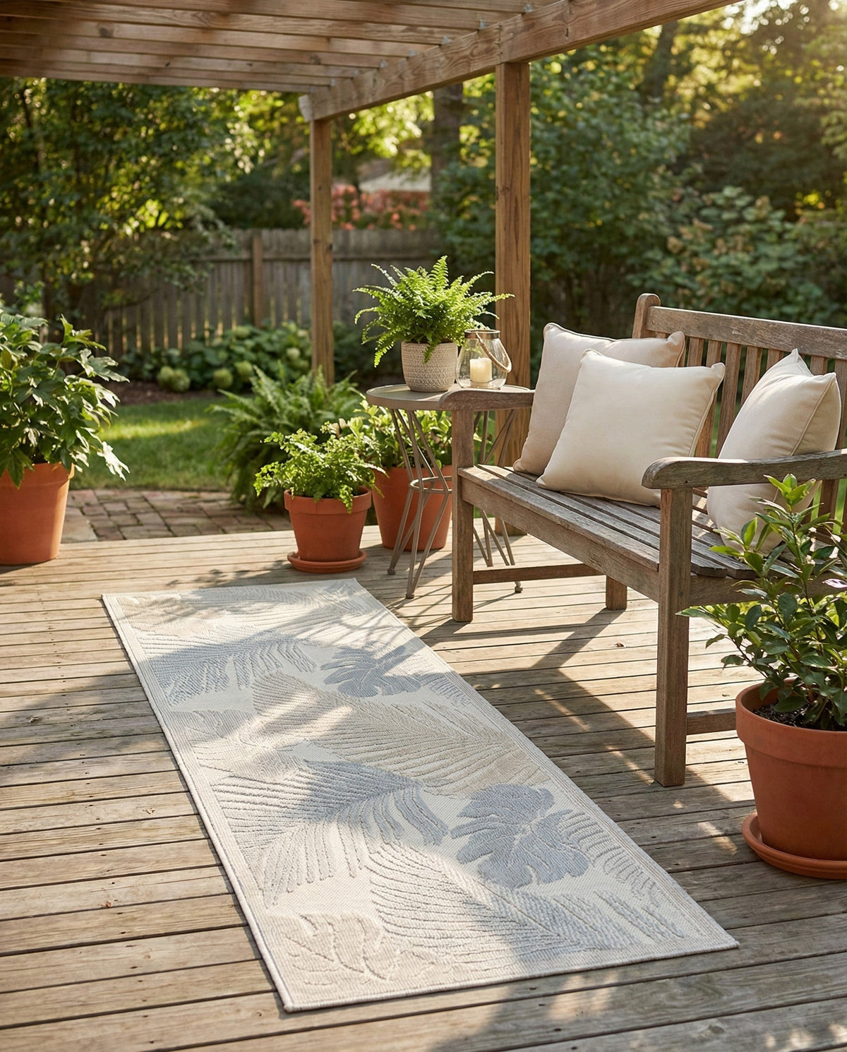 Seaside Blooms Collection Area Rug -  Tranquil Runner Gray  lifestyle 86