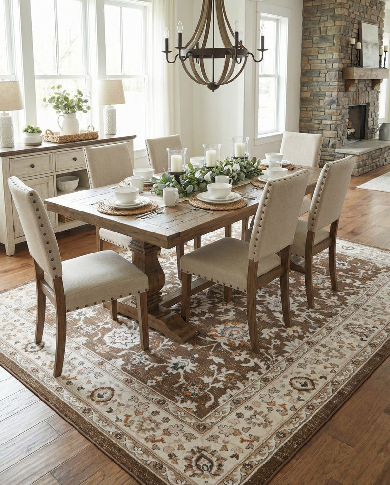 Savannah Elegance Collection Area Rug - Augusta (Brown) Rectangle Brown  lifestyle 4