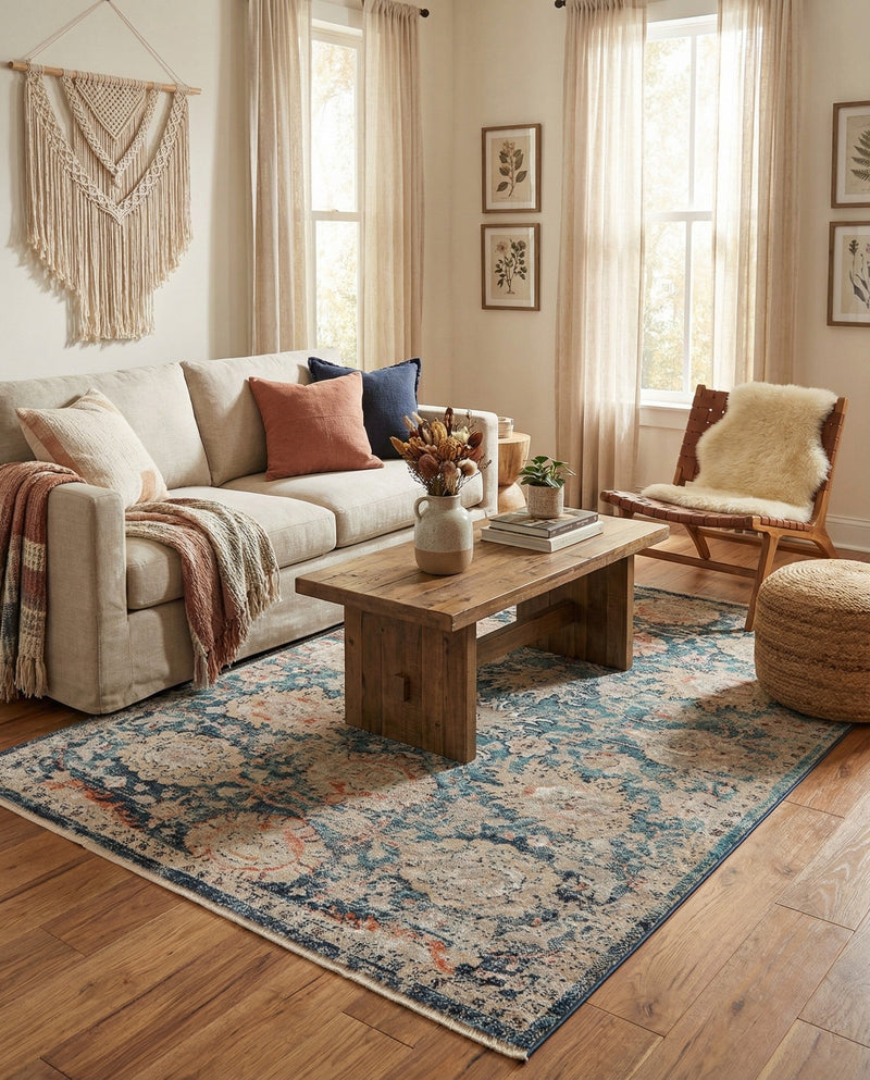 Seville Stripes Collection Area Rug -  Cordoba (Blue) Rectangle Blue  lifestyle 3