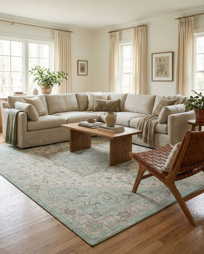 Savannah Series Collection Area Rug - Charleston (Mint) Rectangle Mint  lifestyle 15