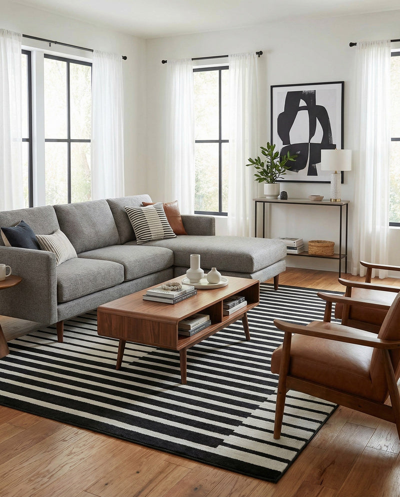 Copenhagen Edge Collection Area Rug -  Vesterbro Rectangle Black  lifestyle 30