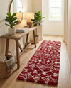 Berber Lattice Shag Collection Area Rug - Atlas (Burgundy Red) Runner Burgundy Red  lifestyle 25