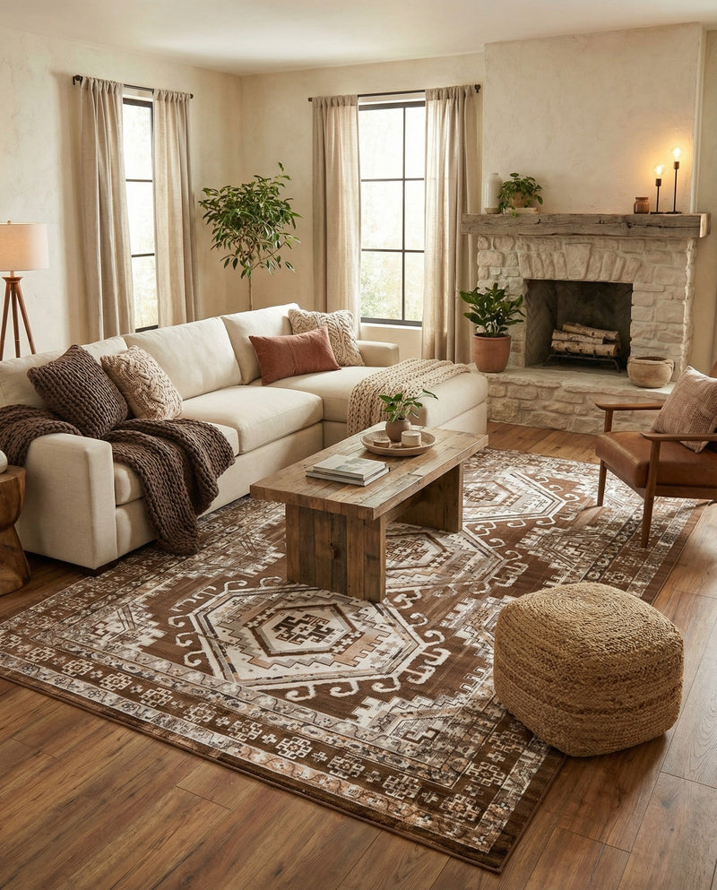 Savannah Elegance Collection Area Rug -  Tybee (Brown) Rectangle Brown  lifestyle 19