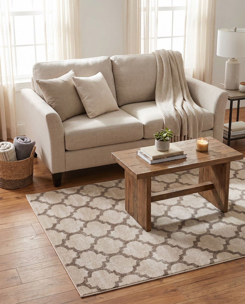 Lattice Gardens Collection Area Rug -  Bloomfield (Beige and Light Brown) Rectangle Beige and Light Brown  lifestyle 31