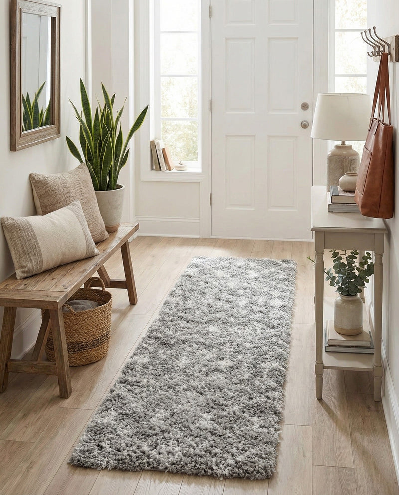 Berber Lattice Shag Collection Area Rug - Atlas (Gray) Runner Gray  lifestyle 28