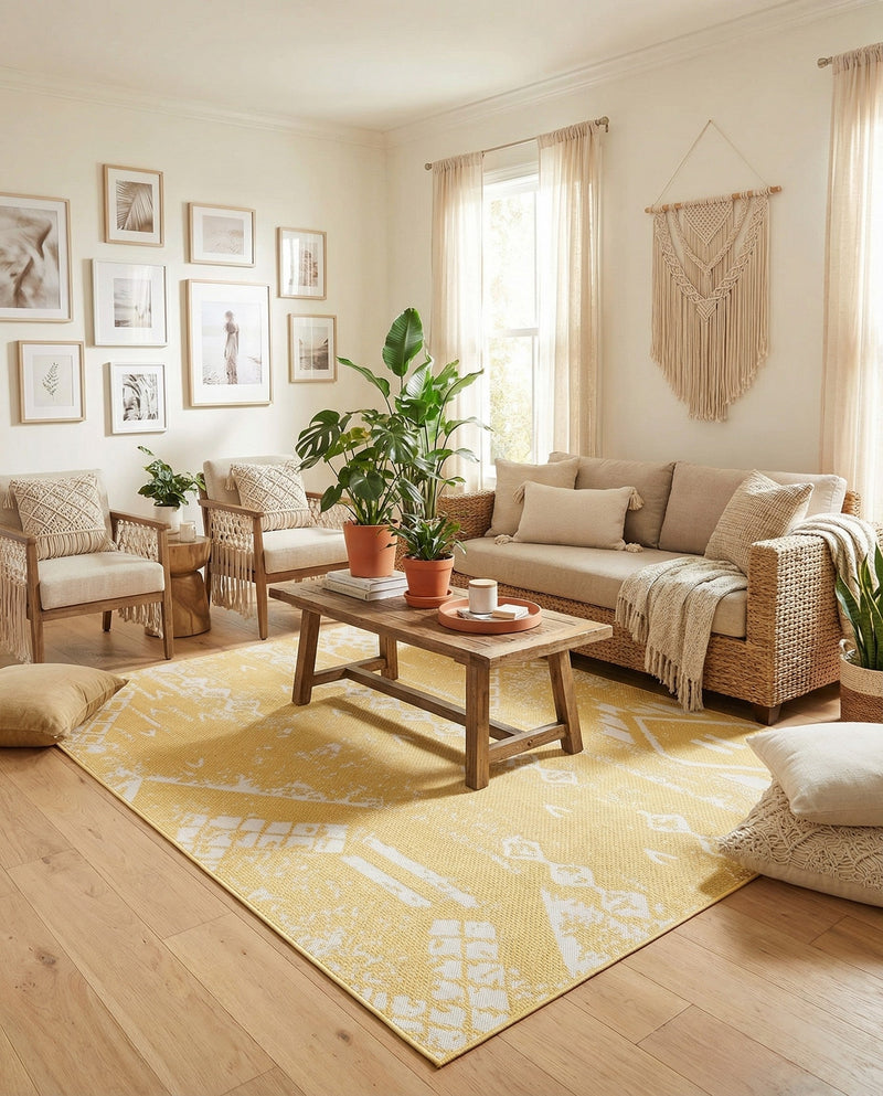 Desert Nomad Terrace Collection Area Rug - Sahara (Yellow) Rectangle Yellow  lifestyle 5