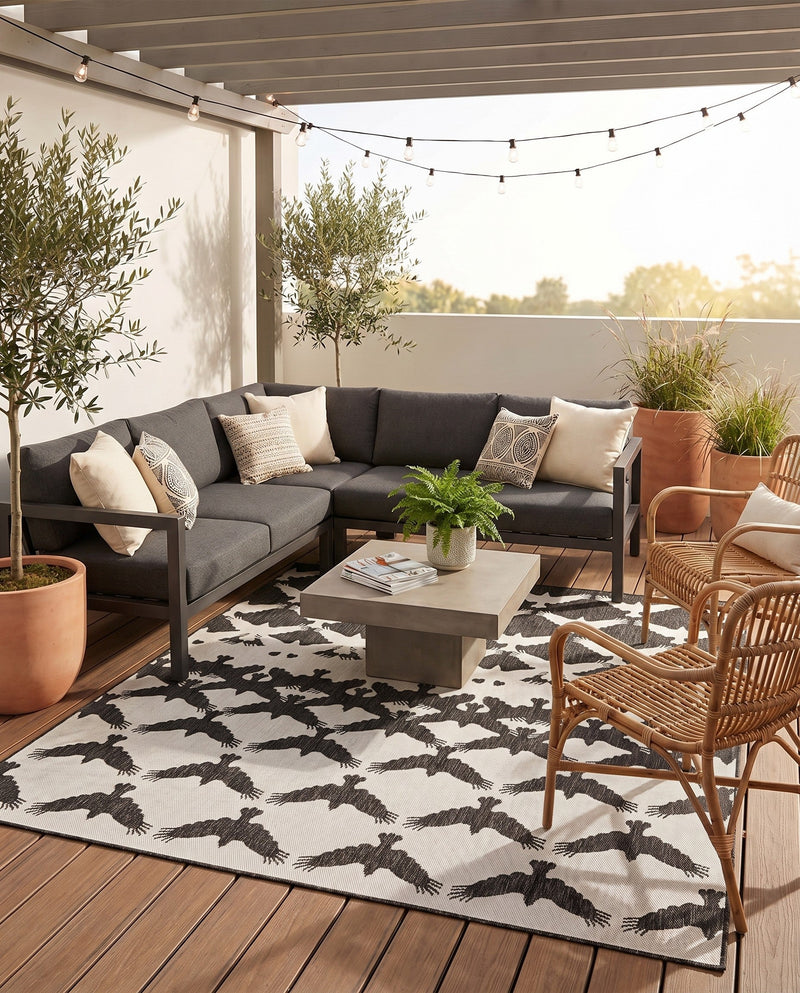 Urban Terrace Collection Area Rug -  Gramercy Square Black and White  lifestyle 69