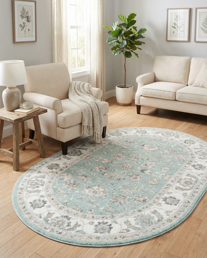 Adriana Terrace Collection Area Rug -  Positano (Aqua) Oval Aqua  lifestyle 56