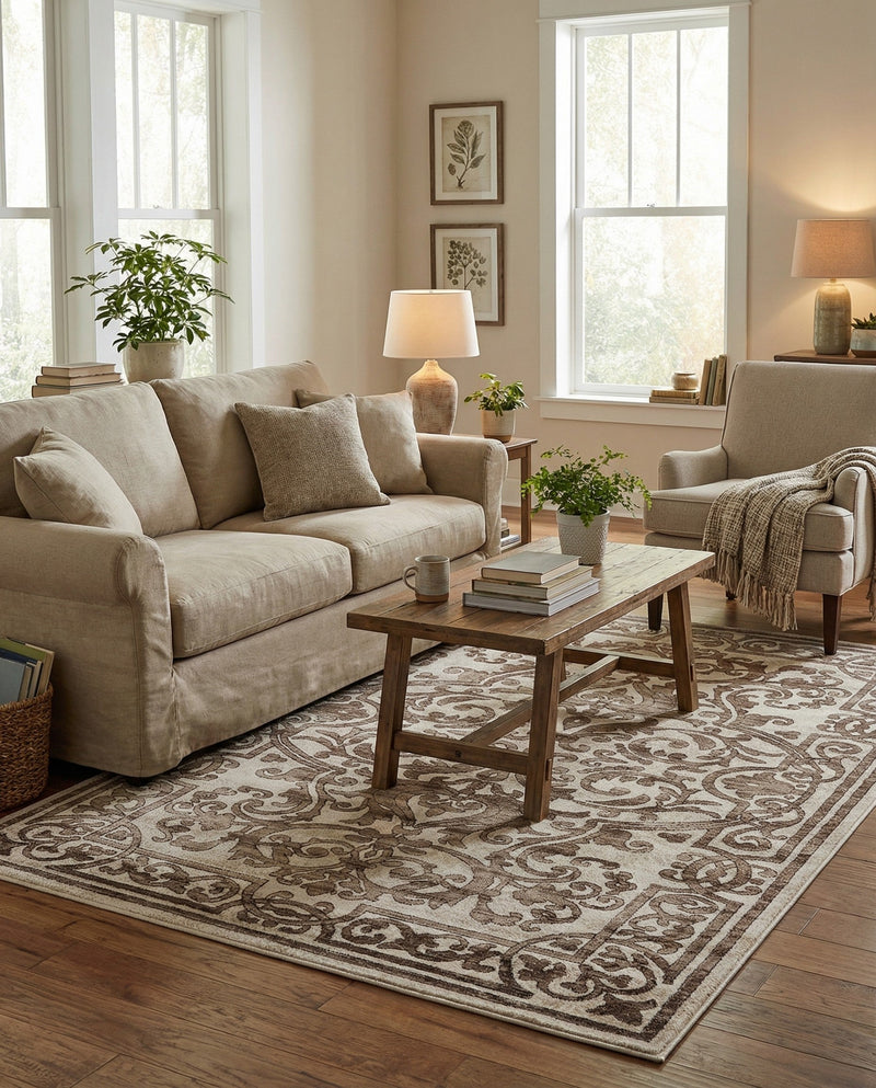 Sanctuary Retreat Collection Area Rug -  Retreat Rectangle Chocolate Brown  lifestyle 33