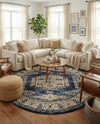 Eden Oasis Collection Area Rug -  Refuge (Dark Blue) Round Dark Blue  lifestyle 71
