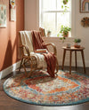 Savannah Soiree Collection Area Rug - Serengeti (Rust Red) Round Rust Red  lifestyle 57