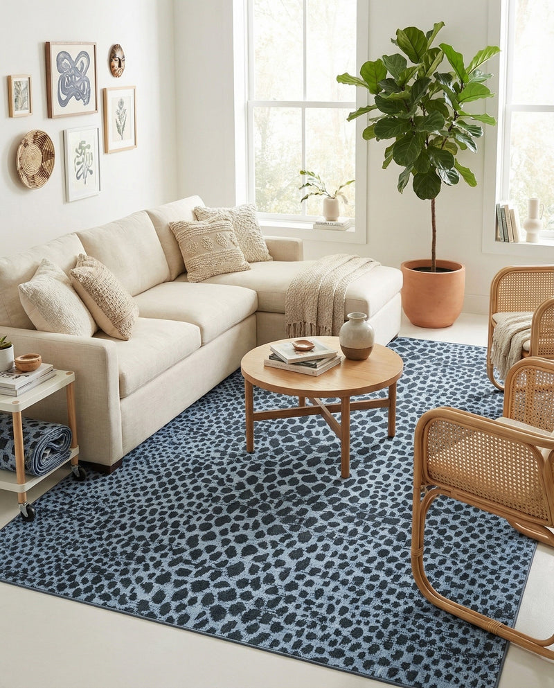 Aegean Elegance Washables Collection Area Rug -  Mykonos Rectangle Navy Blue  lifestyle 57