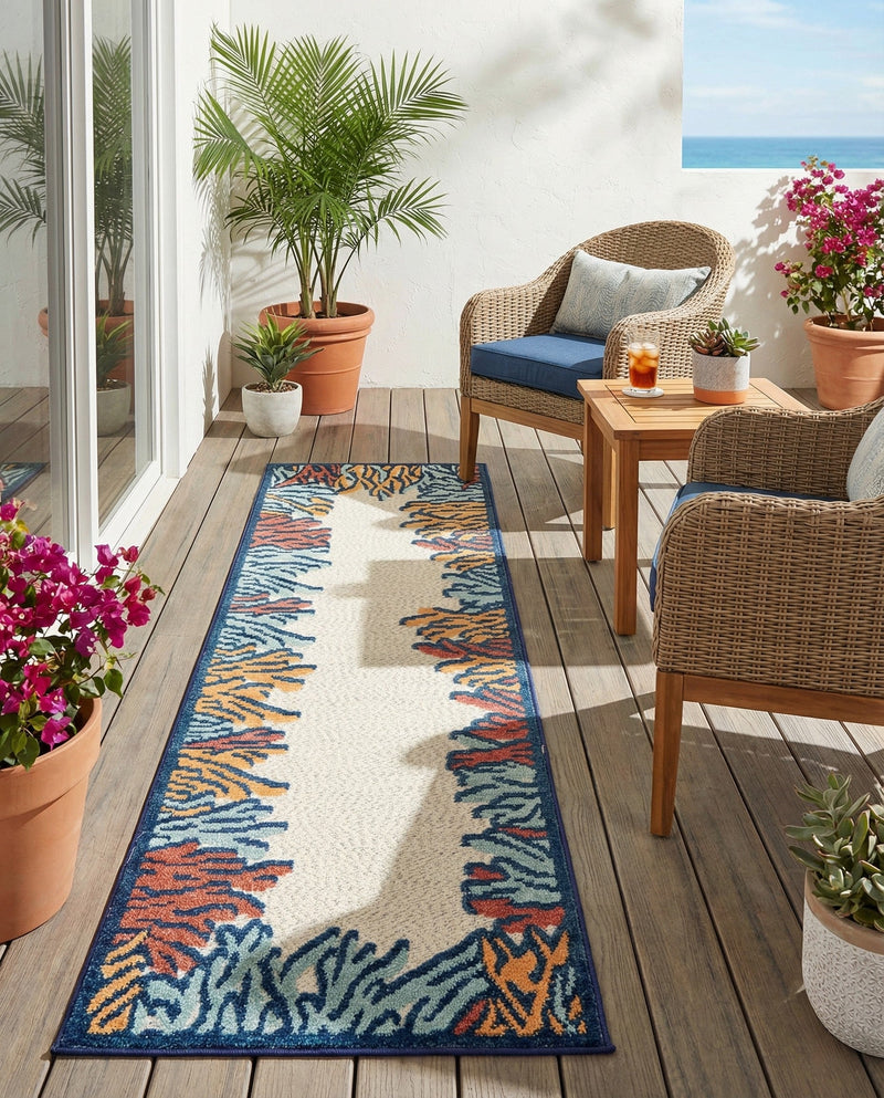 Caribbean Terrace Collection Area Rug -  Tortola Runner Multi  lifestyle 56