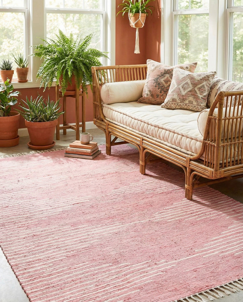 Thar Cotton Collection Area Rug - Jaisalmer (Rose) Rectangle Rose  lifestyle 4