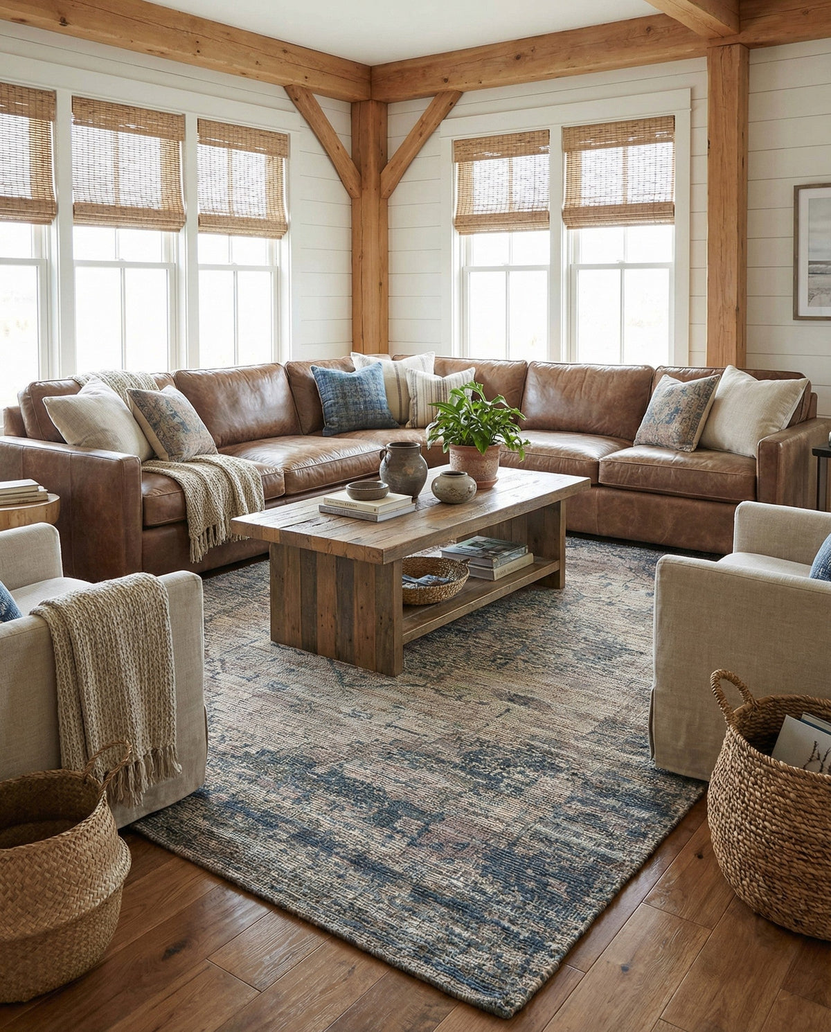 Savannah Threads Collection Area Rug - Sahara Rectangle Blue  lifestyle 26