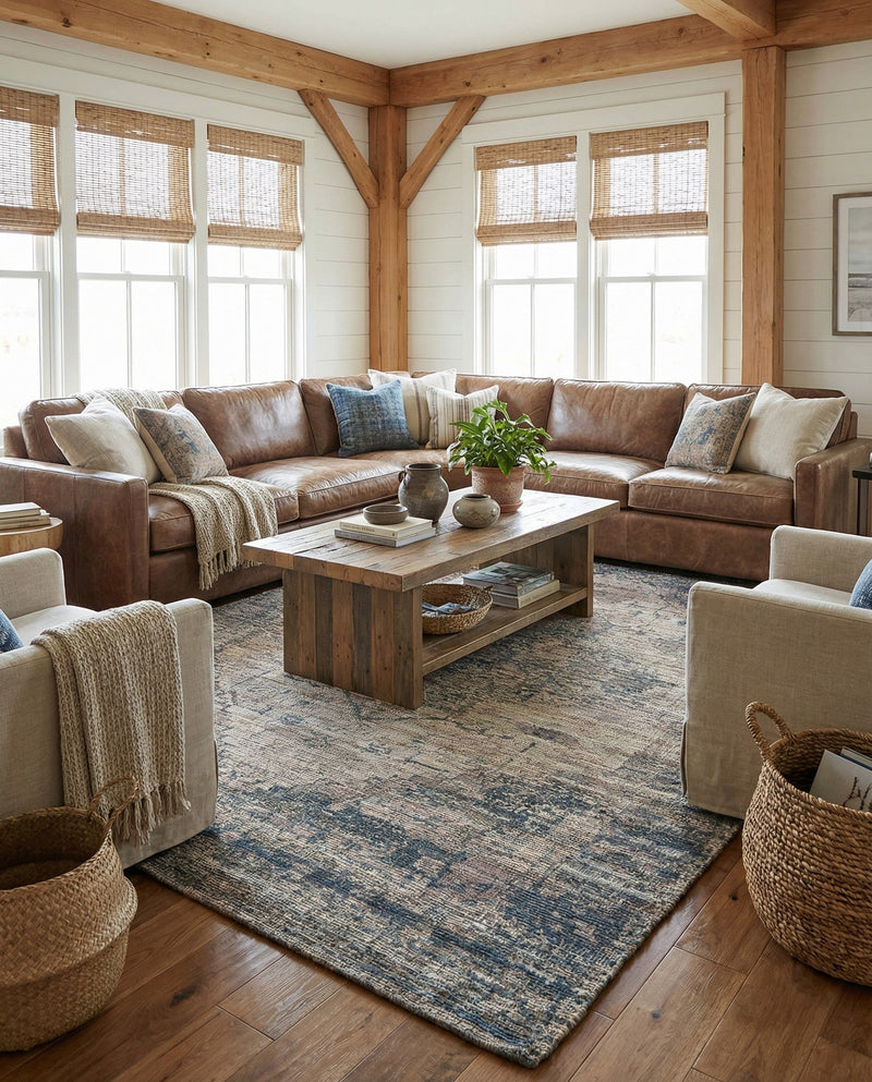 Savannah Threads Collection Area Rug - Sahara Rectangle Blue  lifestyle 26