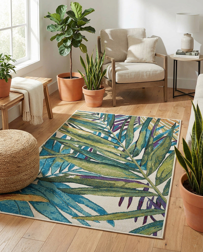 Seaside Blooms Collection Area Rug -  Arcadia Rectangle Multi  lifestyle 38
