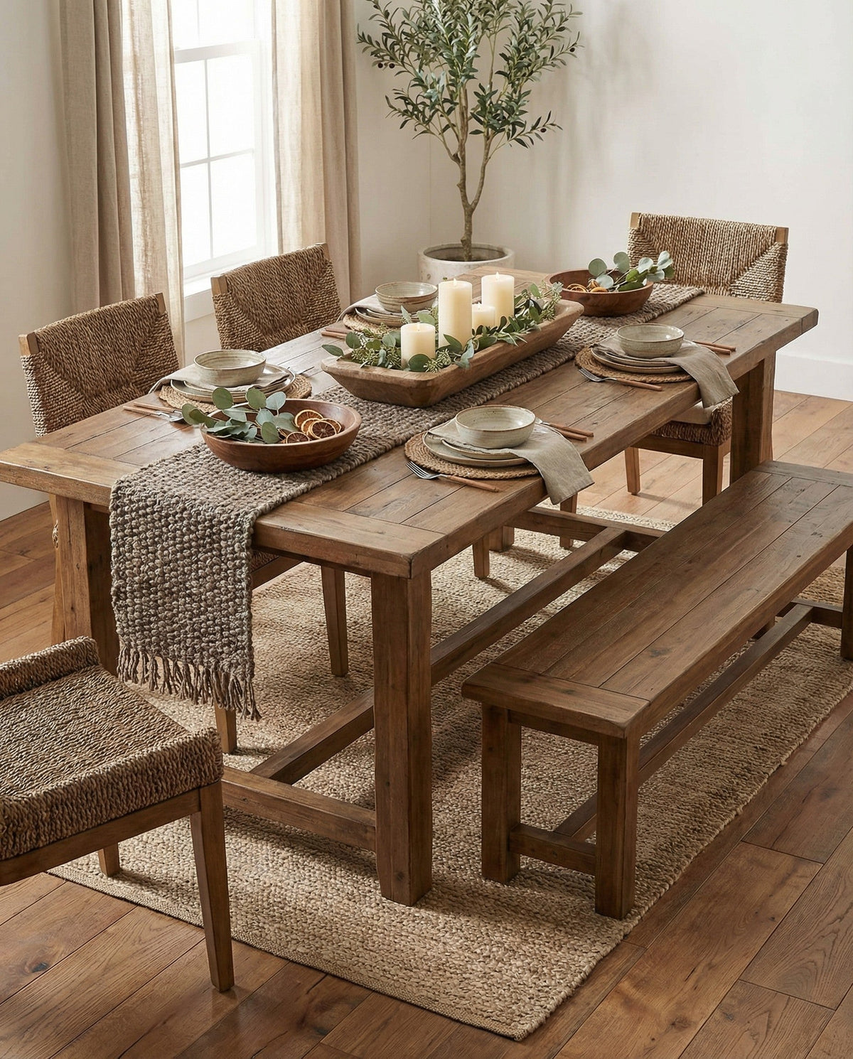 Savannah Jute Collection Area Rug - Seashore Table Runner Gray  lifestyle 178