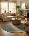 Zagros Oasis Collection Area Rug -  Kermanshah Round Blue  lifestyle 48