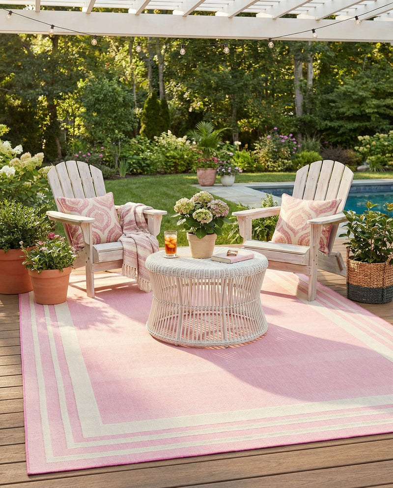 Bahama Breeze Outdoor Collection Area Rug -  Abaco Rectangle Pink  lifestyle 28