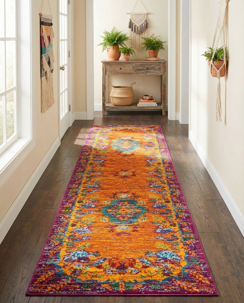 Caribbean Cove Collection Area Rug -  Nevis Runner Orange  lifestyle 54