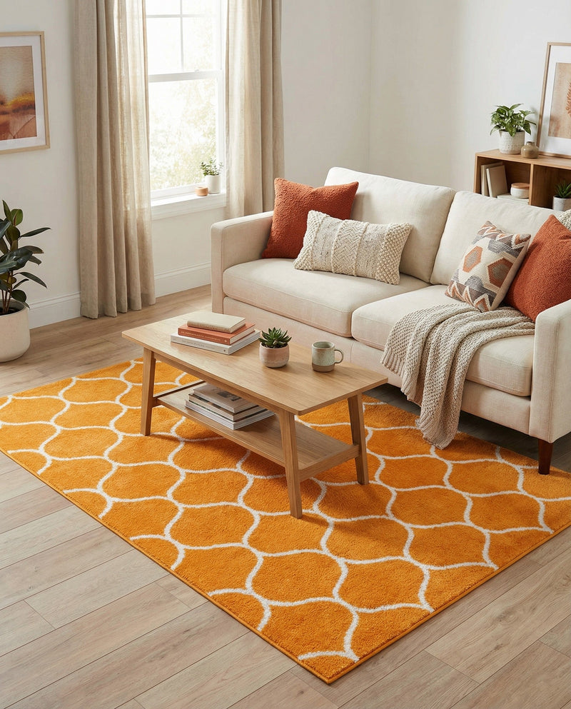 Trellis Mosaic Collection Area Rug -  Pergolatown (Orange) Rectangle Orange  lifestyle 9