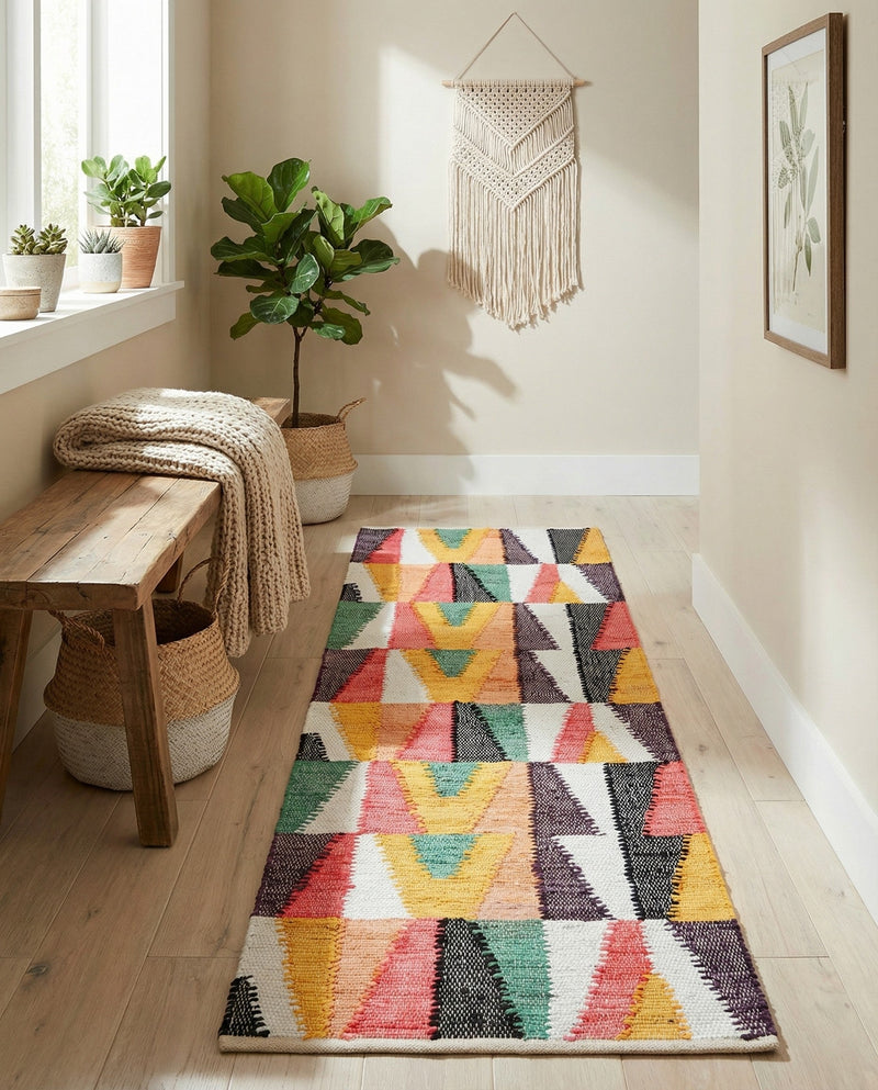 Thar Cotton Collection Area Rug -  Kannur Runner Multi  lifestyle 32