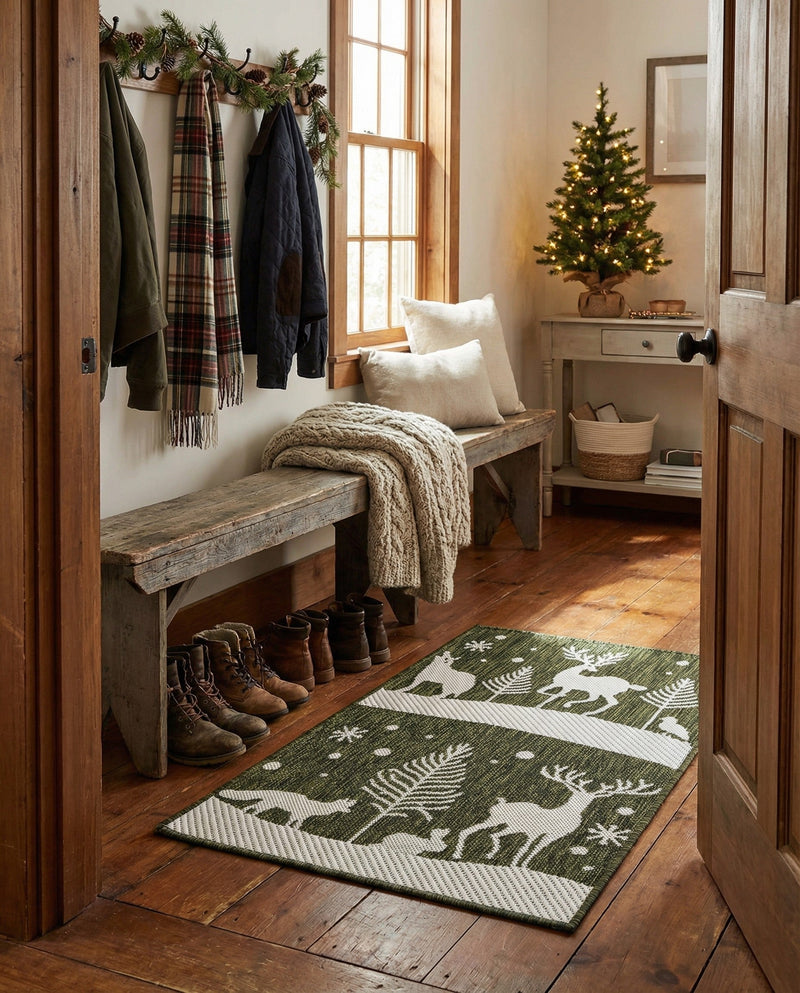 Garden Festivity Collection Area Rug - Evergreen Rectangle Green  lifestyle 37