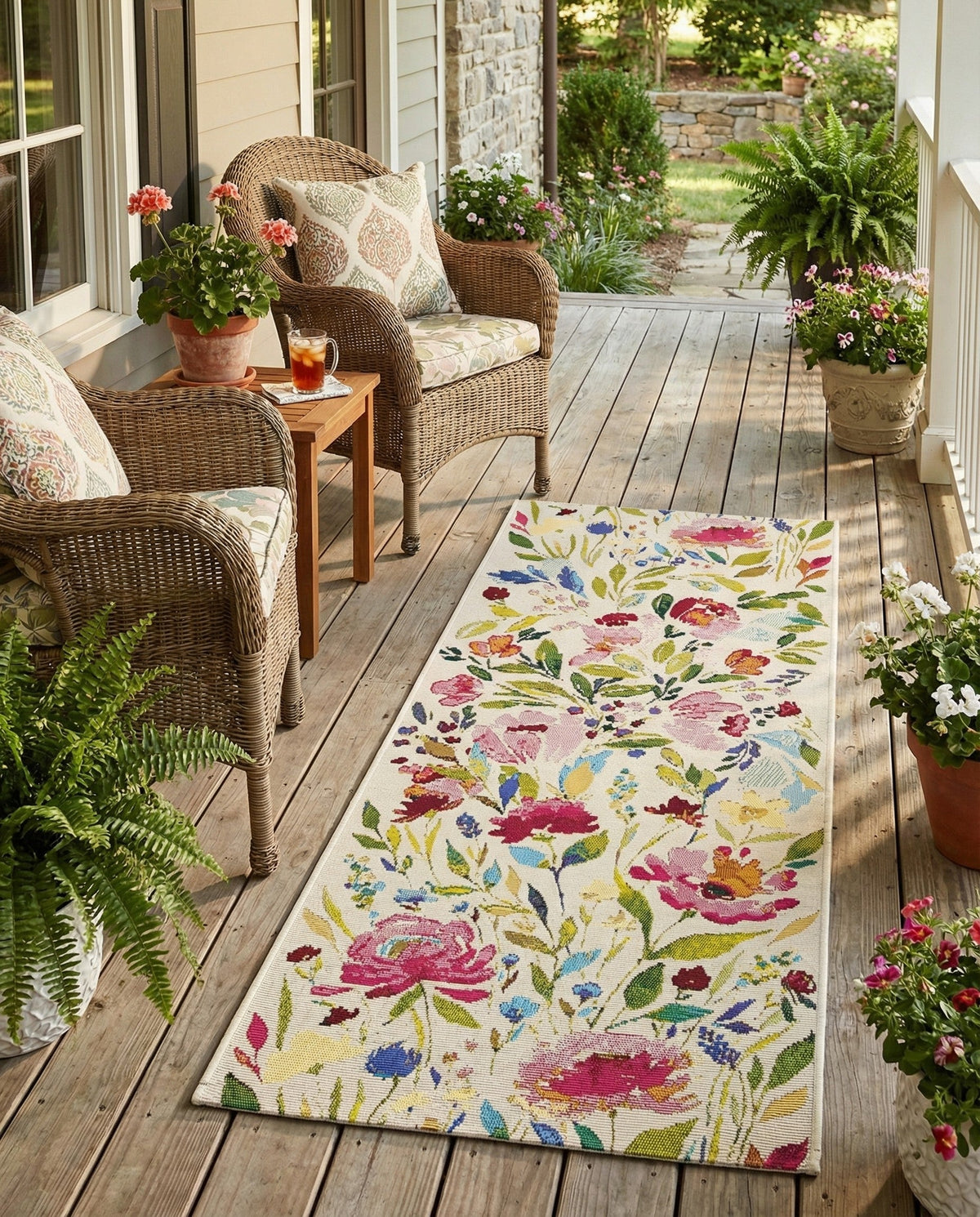 Seaside Blooms Collection Area Rug -  Meadow Runner Multi  lifestyle 103