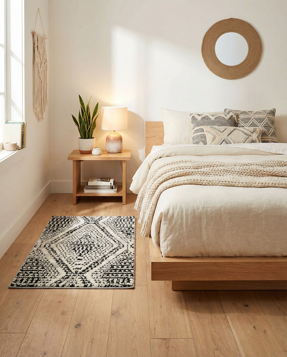 Marrakech Mosaic Collection Area Rug -  Medina Rectangle Black and White  lifestyle 3