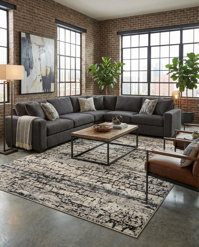 Santa Fe Trails Collection Area Rug -  Chaparral Rectangle Gray  lifestyle 6