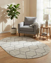 Trellis Mosaic Collection Area Rug - Arborville (Ivory) Oval Ivory  lifestyle 52