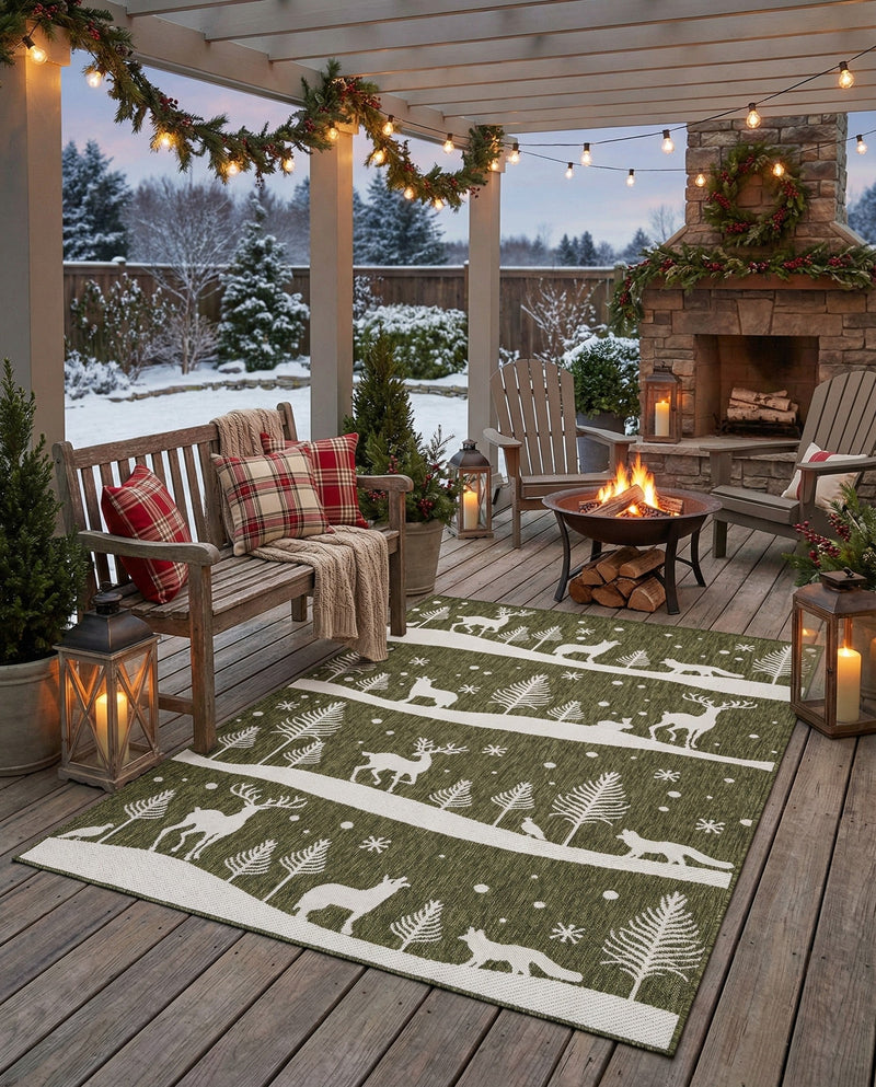 Garden Festivity Collection Area Rug - Evergreen Rectangle Green  lifestyle 18