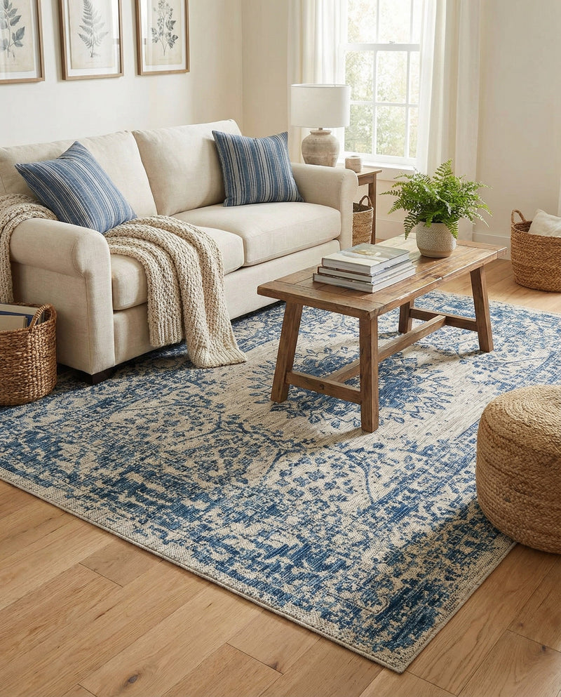 Patio Heritage Collection Area Rug -  Lafayette (Blue) Rectangle Blue  lifestyle 10