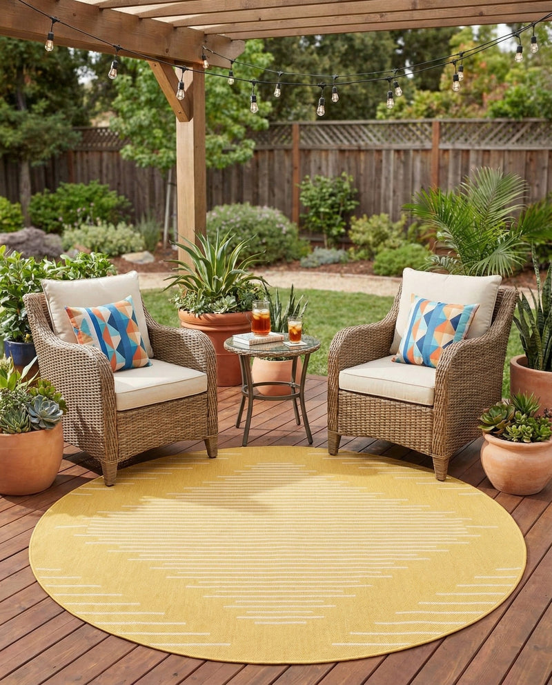 Urban Terrace Collection Area Rug -  Chelsea (Yellow) Round Yellow  lifestyle 69