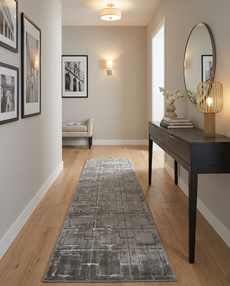 Hollywood Luxe Collection Area Rug -  Beverly (Gray Silver) Runner Gray Silver  lifestyle 48
