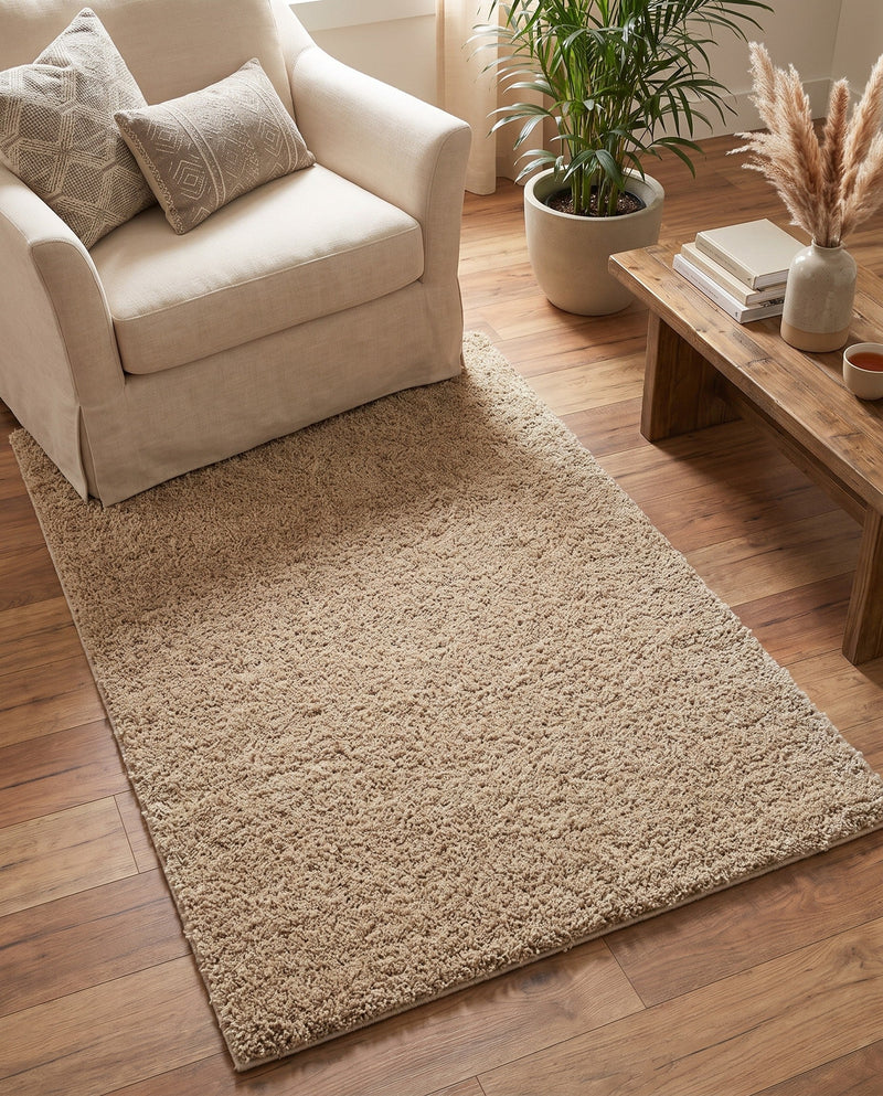 Cozy Comfort Shag Collection Area Rug - Haven (Khaki) Rectangle Khaki  lifestyle 25