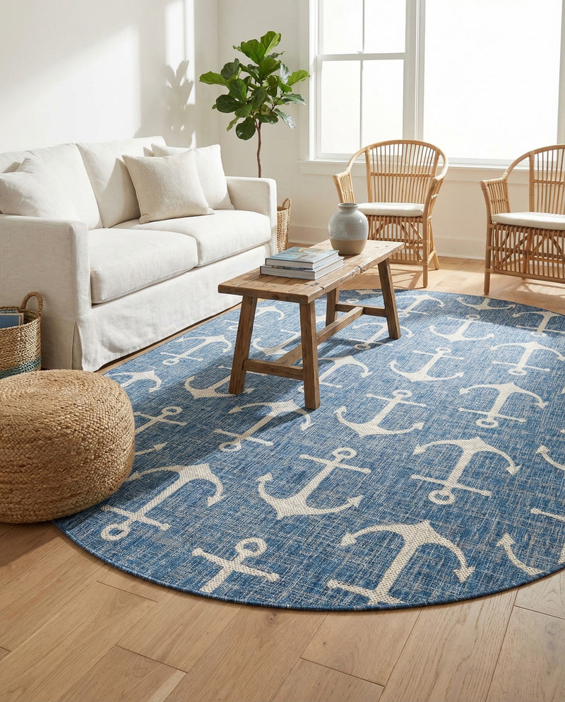 Seaside Haven Rugs Collection Area Rug - Sapphire (Blue) Oval Blue  lifestyle 25