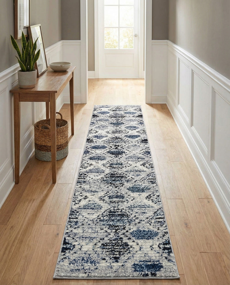 Marrakech Mosaic Collection Area Rug -  Atlas Runner Blue Gray  lifestyle 36