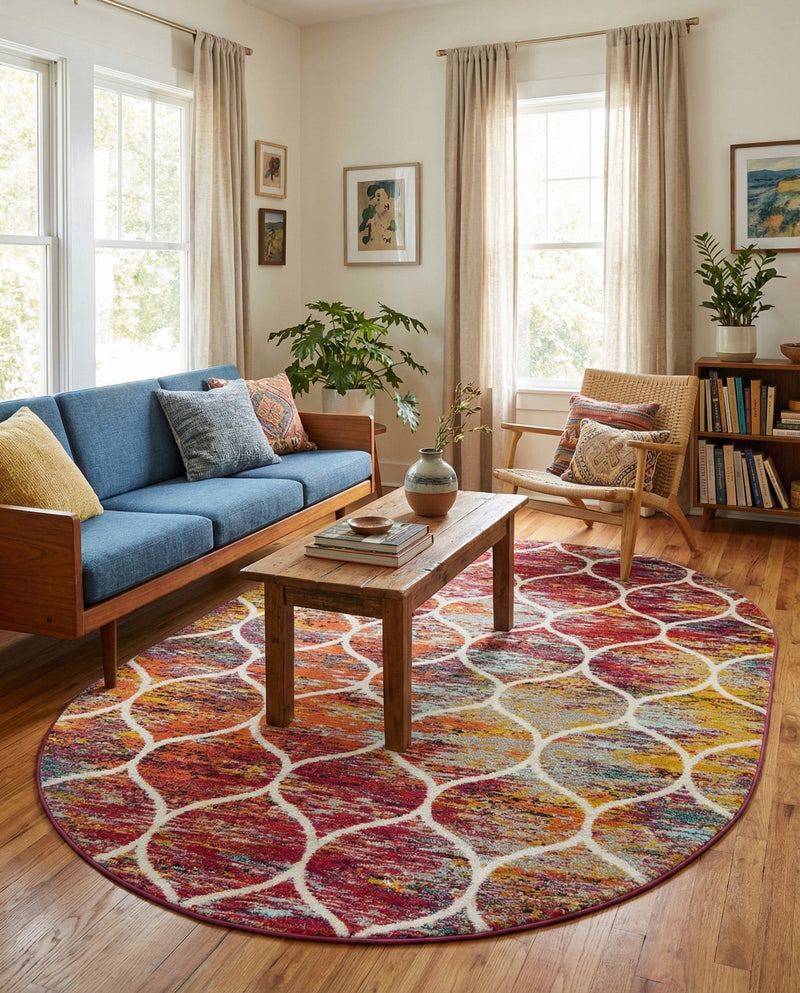 Trellis Mosaic Collection Area Rug -  Pergolatown (Multi) Oval Multi  lifestyle 44
