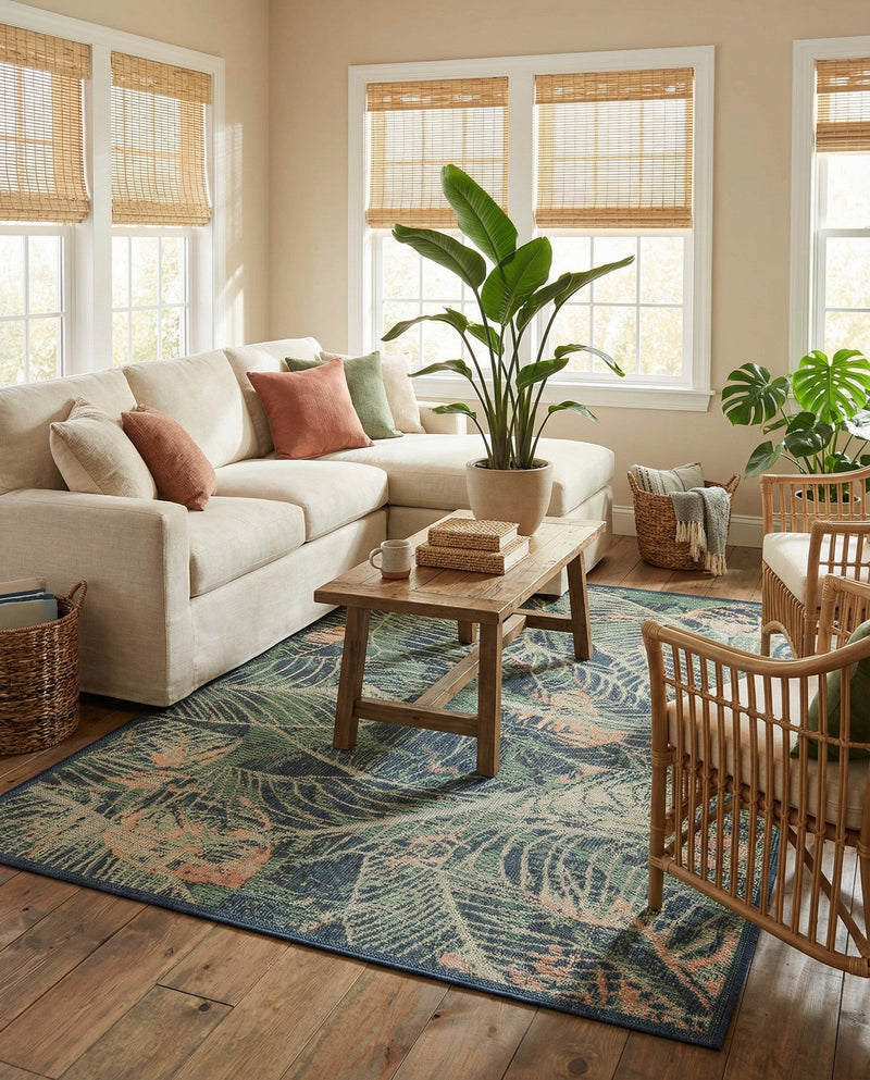 Coastal Terrace Collection Area Rug -  Driftwood Rectangle Blue  lifestyle 12