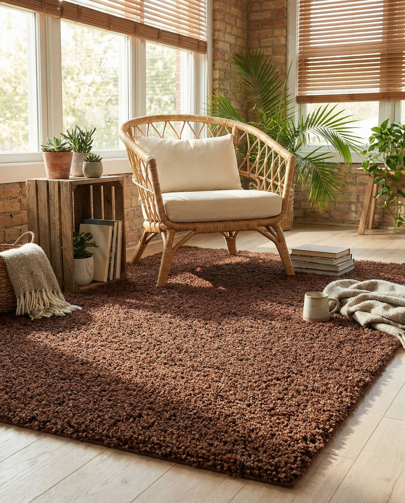 Plush Oasis Collection Area Rug - Serenity (Chocolate Brown) Rectangle Chocolate Brown  lifestyle 22
